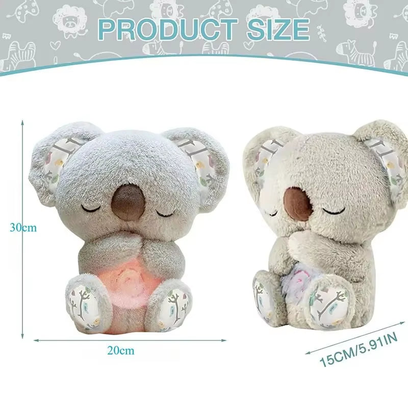 Cuddly Koala Plush Sleep Aid with Soft Glow Night Light Calming Music and Simulated Breathing Comforting Bedtime Comfort Toys