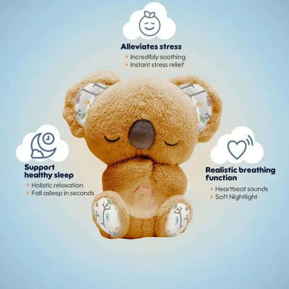 Cuddly Koala Plush Sleep Aid with Soft Glow Night Light Calming Music and Simulated Breathing Comforting Bedtime Comfort Toys