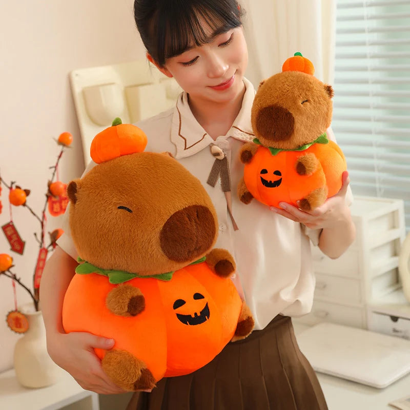 25-60Cm Creative Fun Halloween Capybara Plush Doll Pillow Pumpkin Capybara Plush Toy Holiday Decoration Gift for Boys and Girls
