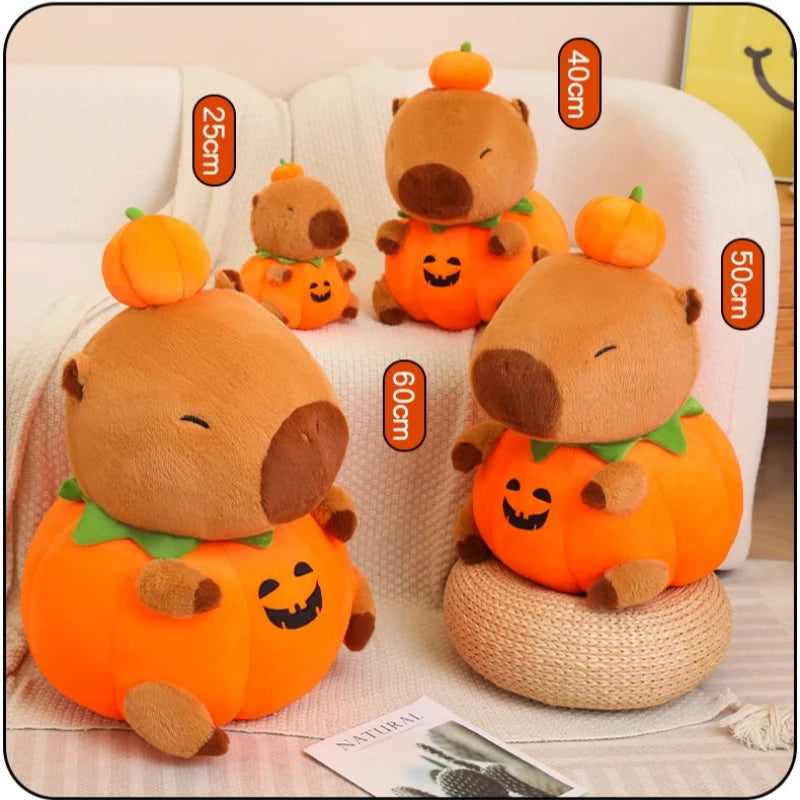 25-60Cm Creative Fun Halloween Capybara Plush Doll Pillow Pumpkin Capybara Plush Toy Holiday Decoration Gift for Boys and Girls