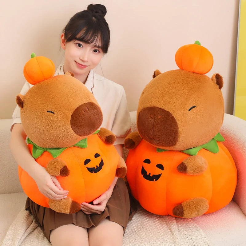 25-60Cm Creative Fun Halloween Capybara Plush Doll Pillow Pumpkin Capybara Plush Toy Holiday Decoration Gift for Boys and Girls