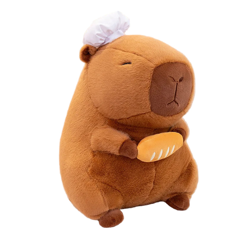 25-60Cm Cute Cartoon Cosplay Chef Capybara Plush Doll Pillow Role-Play Cooking Bread Capybara Plush Toy Home Decor Gift for Kids