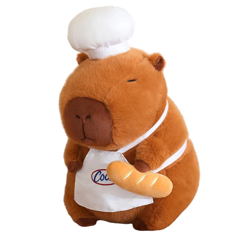 25-60Cm Cute Cartoon Cosplay Chef Capybara Plush Doll Pillow Role-Play Cooking Bread Capybara Plush Toy Home Decor Gift for Kids