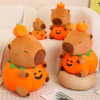 25-60Cm Creative Fun Halloween Capybara Plush Doll Pillow Pumpkin Capybara Plush Toy Holiday Decoration Gift for Boys and Girls