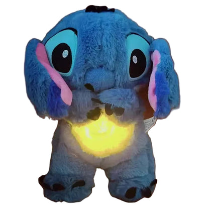 Kawaii Stitch Plush Doll Baby Sleeping Companion Sound Soothing Musical Kawaii with Air Bag and Light Doll Breathing Toys Gifts